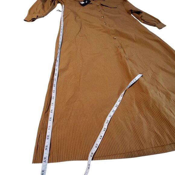 Future Collective Brown Aligne Womens Long Sleeve Button-Down Maxi Shirt Dress S - Picture 3 of 10